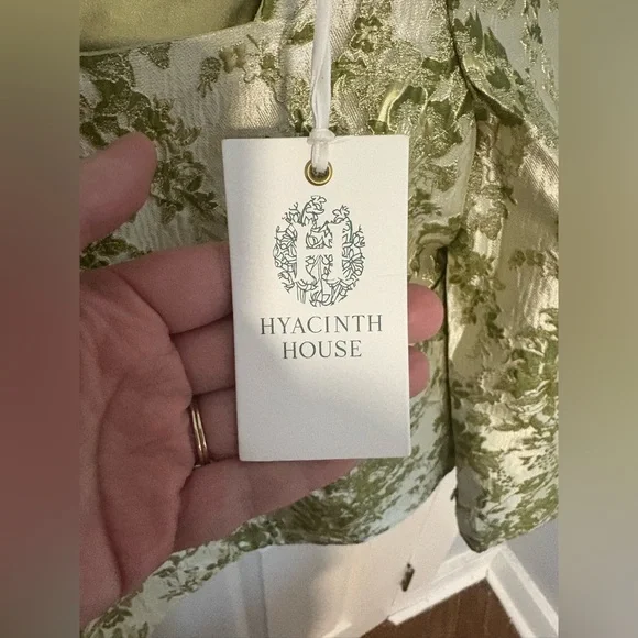 Hyacinth House Green Jacquard Bridgerton Blouse – Size Medium | Brocade NWT - Picture 7 of 14